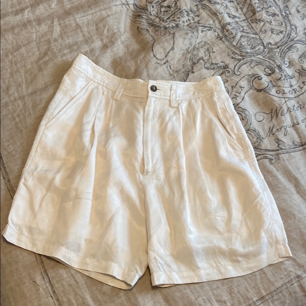 Anine Bing Cream Bermuda Shorts High-Waisted Relaxed Fit